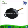 Round Cast Iron Grill Pan with wooden handle